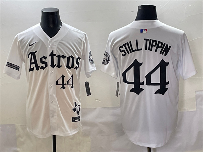 Houston Astros #44 Still Tippin White Gothic 'Houston Born Barrio Raised' Limited Stitched Baseball Jersey