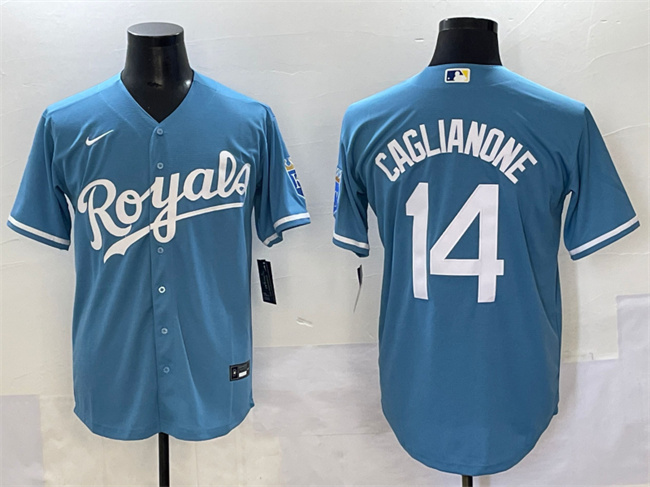 Kansas City Royals #14 Jac Caglianone Light Blue Cool Base Stitched Baseball Jersey