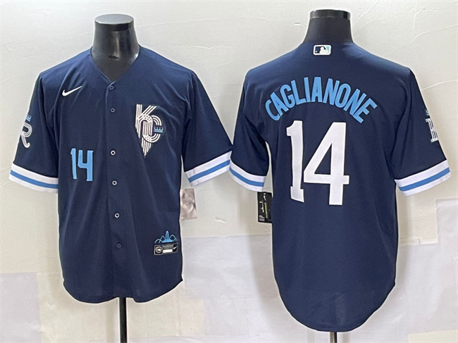 Kansas City Royals #14 Jac Caglianone Navy City Connect Stitched Baseball Jersey