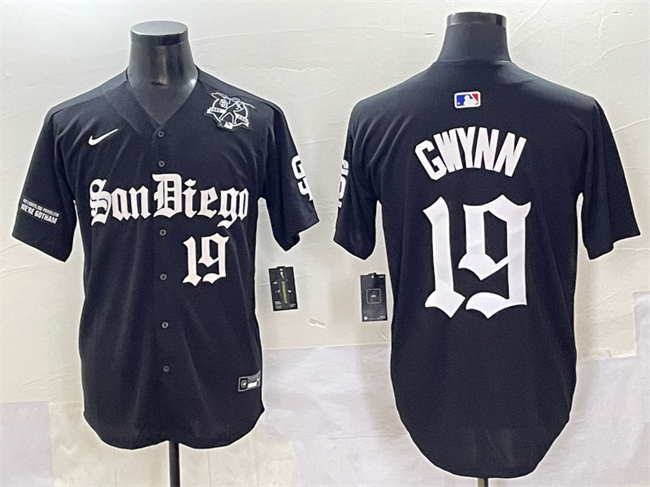 San Diego Padres #19 Tony Gwynn Black Gothic Edition Vapor Limited Stitched Baseball Jersey