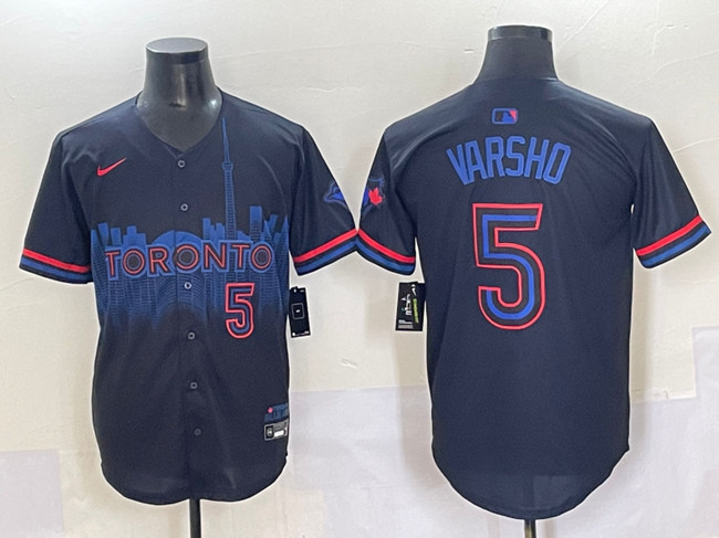 Toronto Blue Jays #5 Daulton Varsho Navy 2024 City Connect Limited Stitched Baseball Jersey