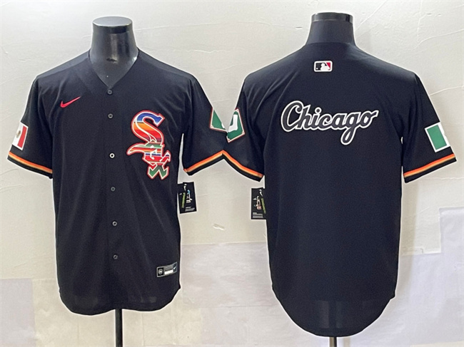 Chicago White Sox Team Big Logo Black Mexico Limited Stitched Jersey