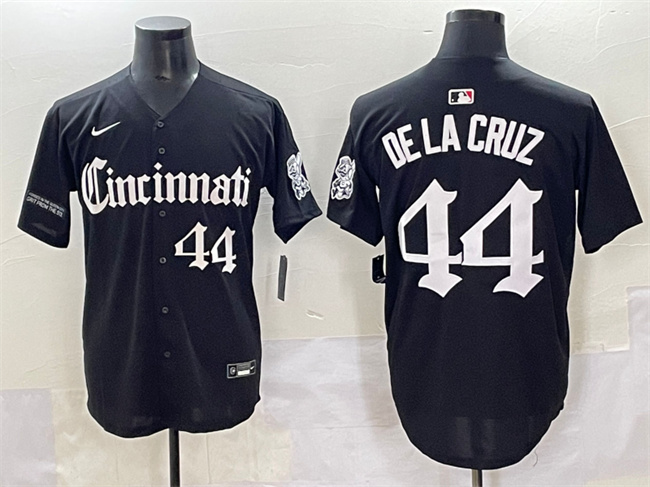 Cincinnati Reds #44 Elly De La Cruz Black 'Gothic Queen City Edition' Vapor Premier Limited Stitched Baseball Jersey