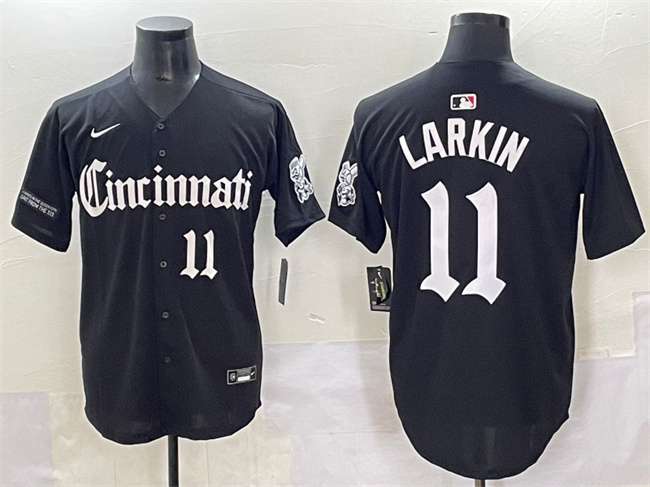 Cincinnati Reds #11 Barry Larkin Black 'Gothic Queen City Edition' Vapor Premier Limited Stitched Baseball Jersey