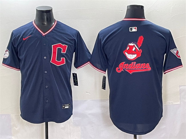 Cleveland Guardians Team Big Logo Navy 2025 Alternate Limited Stitched Baseball Jersey