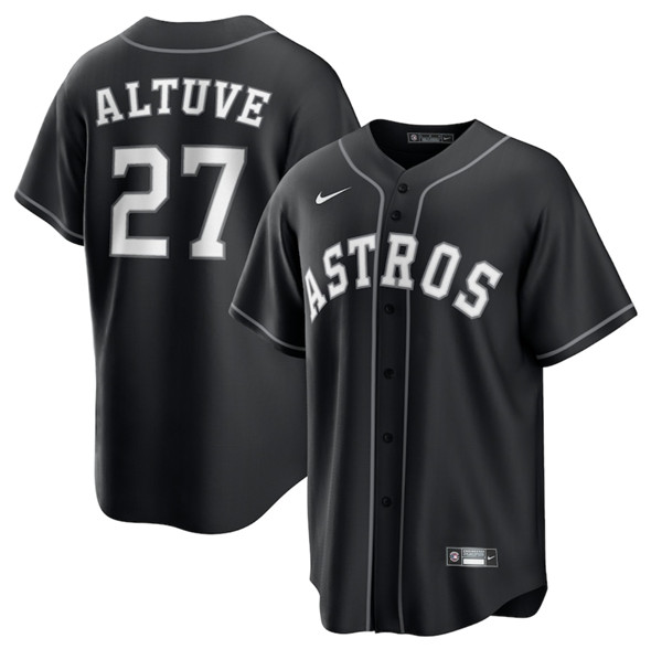 Houston Astros #27 Jose Altuve Black Lights Out Limited Stitched Baseball Jersey
