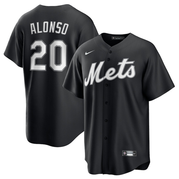 New York Mets #20 Pete Alonso Black Lights Out Limited Stitched Baseball Jersey