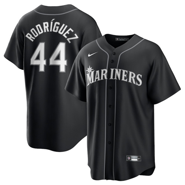 Seattle Mariners #44 Julio Rodr??guez Black Lights Out Limited Stitched Baseball Jersey