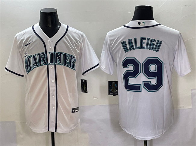 Seattle Mariners #29 Cal Raleigh White Cool Base Stitched Baseball Jersey