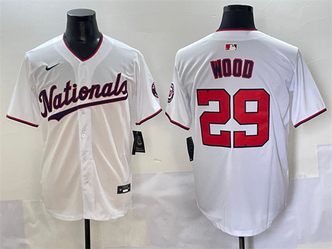 Washington Nationals #29 James Wood White Home Limited Stitched Baseball Jersey