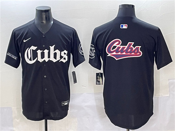 Chicago Cubs Team Big Logo Black 'Gothic North Side Edition' Vapor Premier Limited Stitched Baseball Jersey