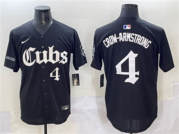 Chicago Cubs #4 Pete Crow-Armstrong Black 'Gothic North Side Edition' Vapor Premier Limited Stitched Baseball Jersey