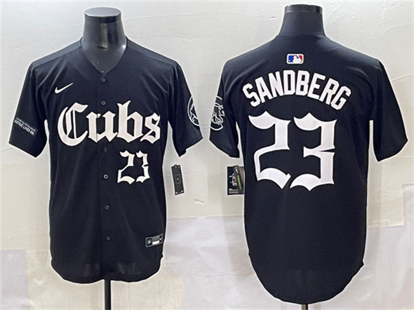 Chicago Cubs #23 Ryne Sandberg Black 'Gothic North Side Edition' Vapor Premier Limited Stitched Baseball Jersey
