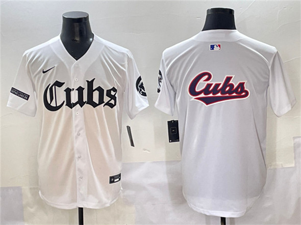 Chicago Cubs Team Big Logo White 'Gothic North Side Edition' Vapor Premier Limited Stitched Baseball Jersey