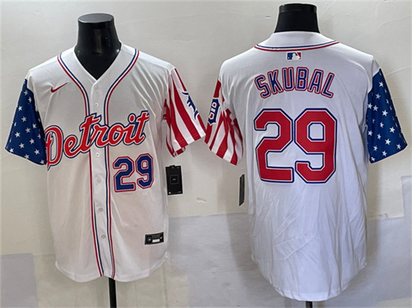 Detroit Tigers #29 Tarik Skubal White 2025 Memorial Day Vapor Premier Limited Stitched Baseball Jersey