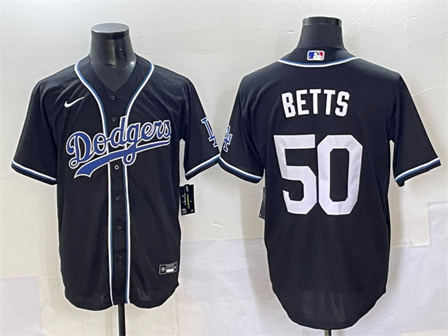 Los Angeles Dodgers #50 Mookie Betts Black Fashion Stitched Baseball Jersey