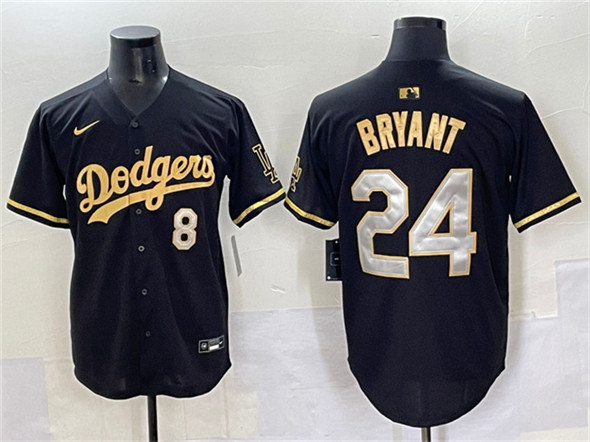 Los Angeles Dodgers Front #8 Back #24 Kobe Bryant Black Gold Limited Stitched Baseball Jersey