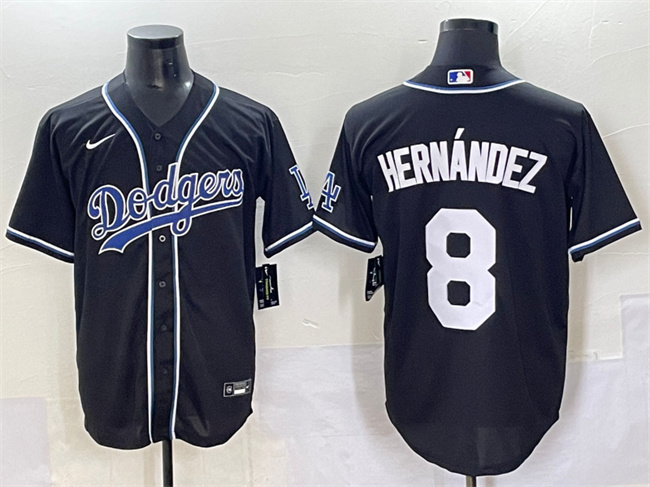 Los Angeles Dodgers #8 Enrique Hern??ndez Black Fashion Stitched Baseball Jersey