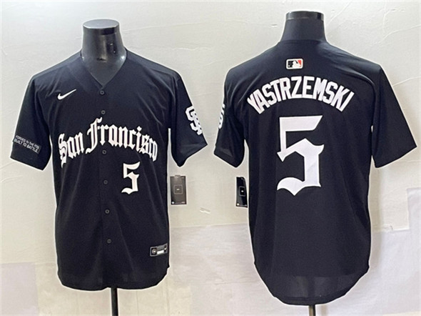 San Francisco Giants #5 Mike Yastrzemski Black 'Gothic Fog Edition' Vapor Premier Limited Stitched Baseball Jersey