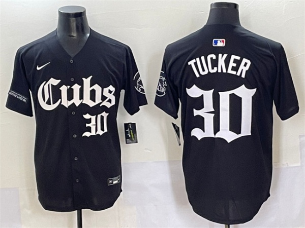 Chicago Cubs #30 Kyle Tucker Black 'Gothic North Side Edition' Vapor Premier Limited Stitched Baseball Jersey