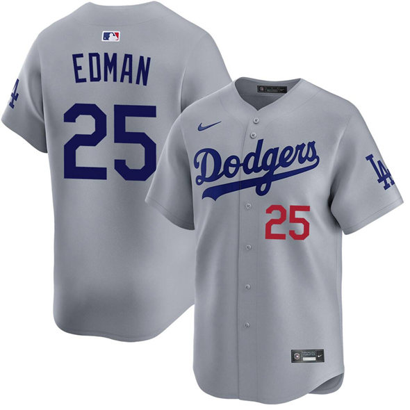 Los Angeles Dodgers #25 Tommy Edman Gray Limited Stitched Baseball Jersey