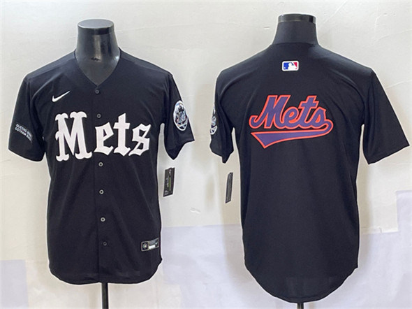 New York Mets Team Big Logo Black 'Gotham Gothic Edition' Vapor Premier Limited Stitched Baseball Jersey