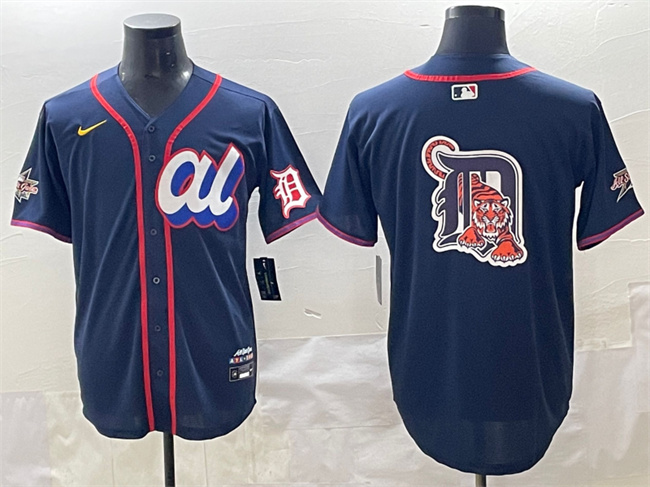 American League Detroit Tigers Team Big Logo Navy 2025 All-Star Edition Limited Stitched Baseball Jersey