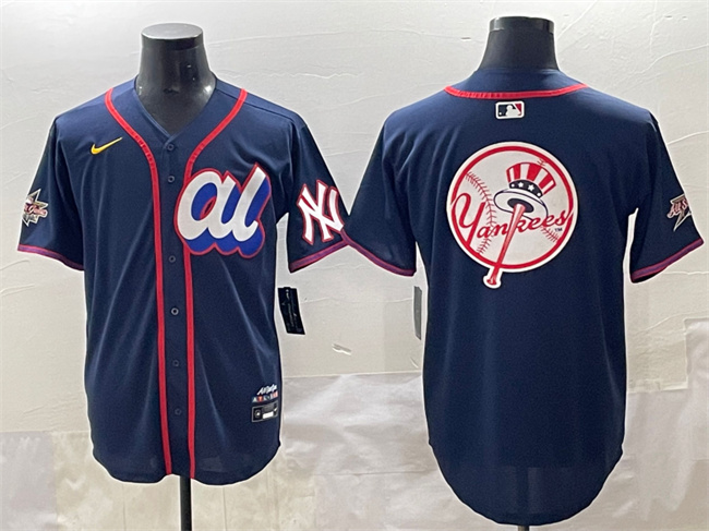 American League New York Yankees Team Big Logo Navy 2025 All-Star Edition Limited Stitched Baseball Jersey