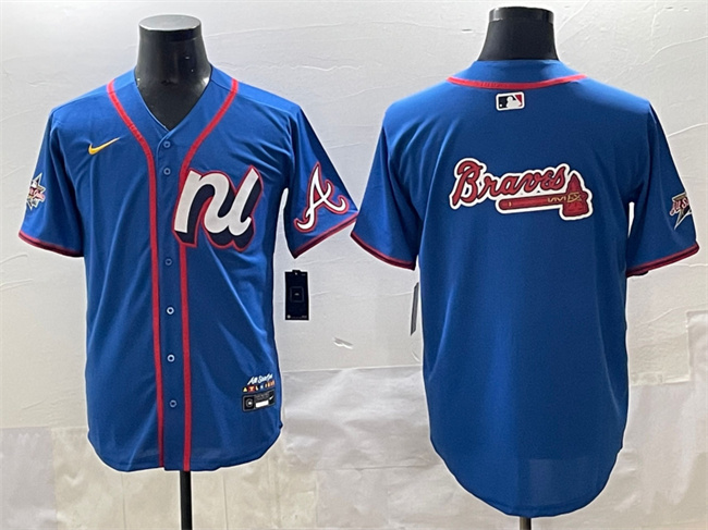 National League Atlanta Braves Team Big Logo Blue 2025 All-Star Edition Limited Stitched Baseball Jersey