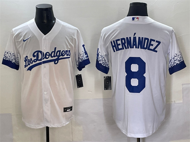 Los Angeles Dodgers #8 Enrique Hern??ndez White City Connect Cool Base Stitched Jersey