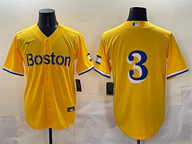 Boston Red Sox #3 Ceddanne Rafaela Gold City Connect Stitched Baseball Jersey