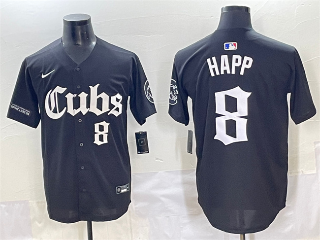 Chicago Cubs #8 Ian Happ Black 'Gothic North Side Edition' Vapor Premier Limited Stitched Baseball Jersey