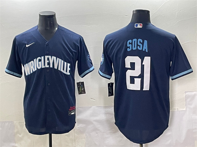 Chicago Cubs #21 Sammy Sosa Navy City Connect Stitched Baseball Jersey