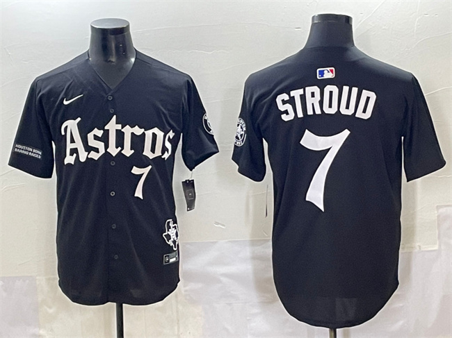 Houston Astros #7 C.J. Stroud Black Gothic 'Houston Born Barrio Raised' Limited Stitched Baseball Jersey