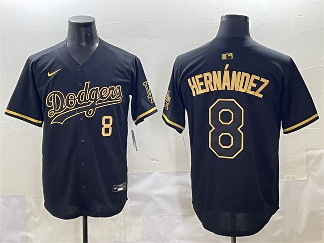 Los Angeles Dodgers #8 Enrique Hern??ndez Black Gold Limited Stitched Jersey