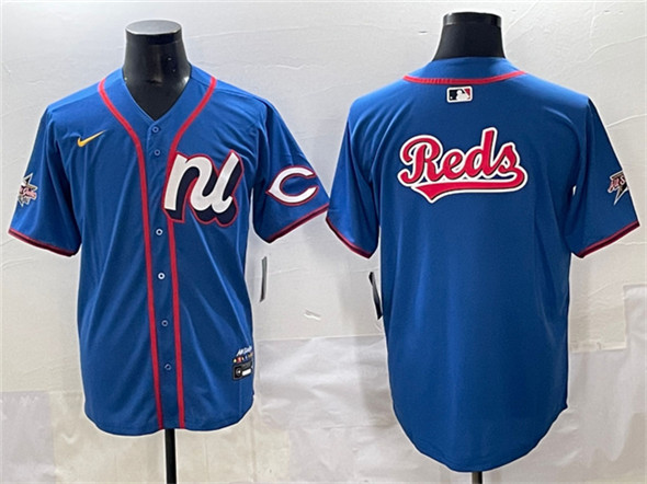National League Cincinnati Reds Team Big Logo Blue 2025 All-Star Edition Limited Stitched Baseball Jersey