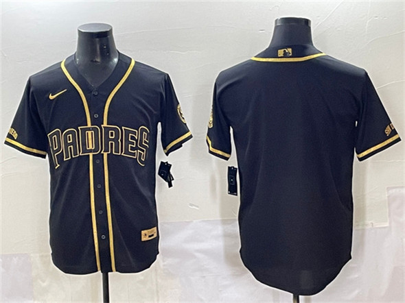 San Diego Padres Blank Black Gold Stitched Baseball Jersey