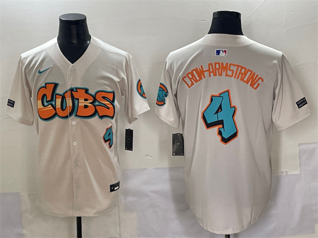 Chicago Cubs #4 Pete Crow-Armstrong Cream 'Graffiti North Side Edition' Vapor Premier Limited Stitched Baseball Jersey