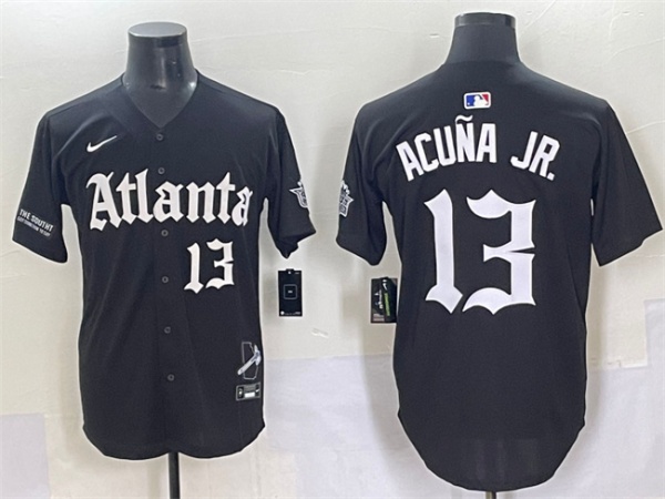 Atlanta Braves #13 Ronald Acuna Jr. Black Gothic South x Outkast Edition Vapor Limited Stitched Baseball Jersey