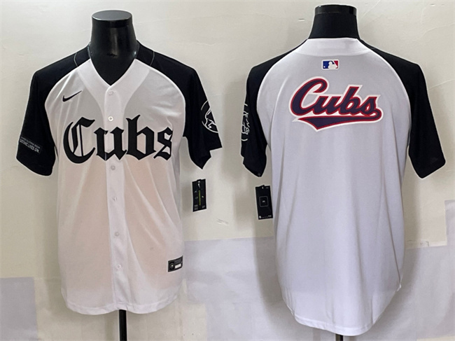 Chicago Cubs Team Big Logo White Black 'Gothic North Side Edition' Vapor Premier Limited Stitched Baseball Jersey