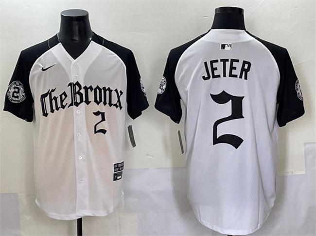 New York Yankees #2 Derek Jeter White Black 'Gothic Legacy Edition' Vapor Premier Limited Stitched Baseball Jersey