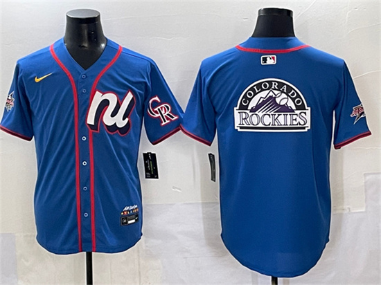 National League Colorado Rockies Team Big Logo Blue 2025 All-Star Edition Limited Stitched Baseball Jersey