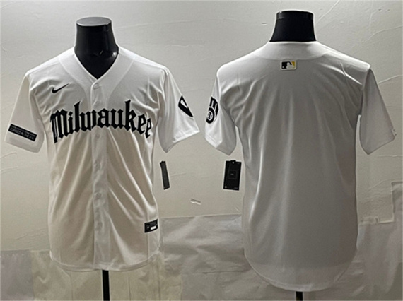 Milwaukee Brewers Blank White 'Gothic 414 Shadows Edition' Vapor Premier Limited Stitched Jersey