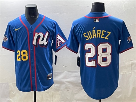 National League #28 Eugenio Su??rez Blue 2025 All-Star Edition Limited Stitched Baseball Jersey