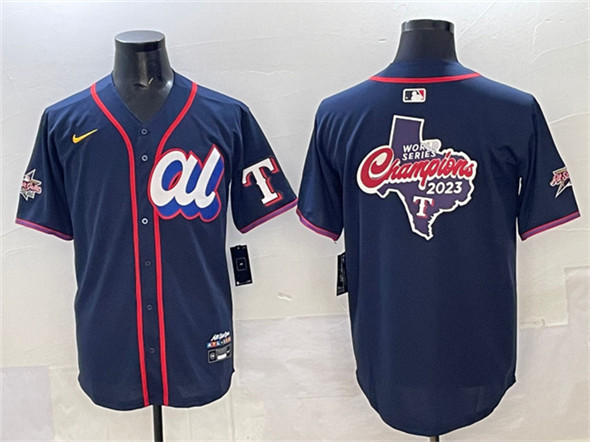 American League Texas Rangers Team Big Logo Navy 2025 All-Star Edition Limited Stitched Baseball Jersey