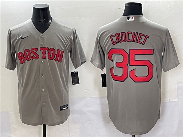 Boston Red Sox #35 Garrett Crochet Gray Cool Base Stitched Baseball Jersey