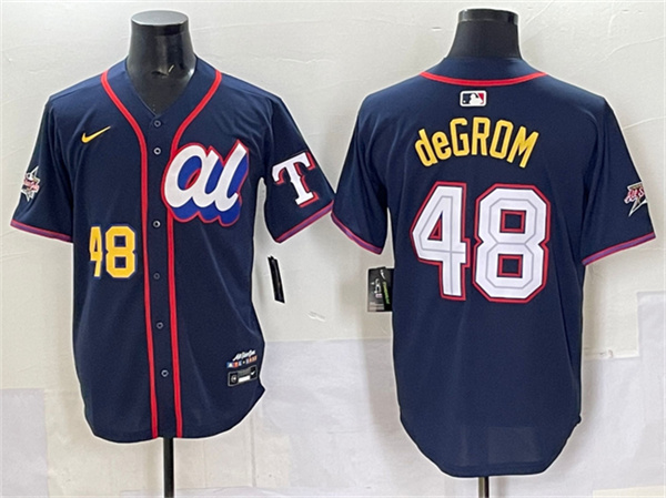 American League #48 Jacob deGrom Navy 2025 All-Star Edition Limited Stitched Baseball Jersey