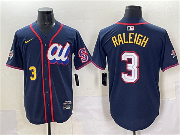 American League #3 Cal Raleigh Navy 2025 All-Star Edition Limited Stitched Baseball Jersey