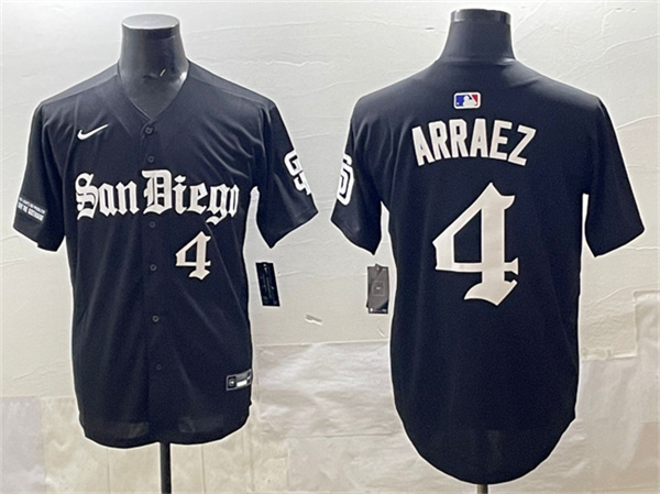 San Diego Padres #4 Luis Arraez Black Gothic Edition Vapor Limited Stitched Baseball Jersey