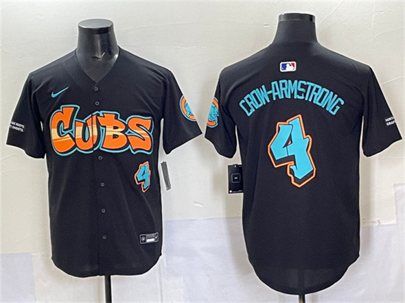 Chicago Cubs #4 Pete Crow-Armstrong Black 'Graffiti North Side Edition' Vapor Premier Limited Stitched Baseball Jersey